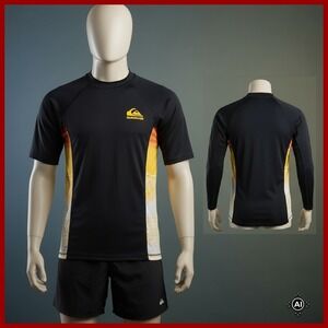 Quiksilver Rash Guard Womens XL Black Long Sleeve Sun Shirt Surf Swim UPF‎